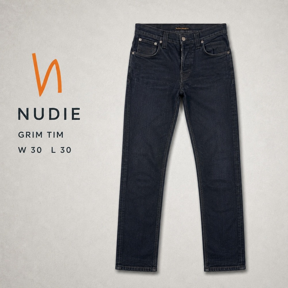 Nudie Jeans Grim Tim Black Ring Slim Jeans - Tagged 30x30 (Measures 28x28)